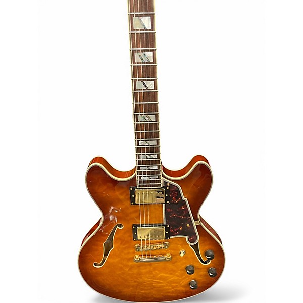 Used D'Angelico EXCEL DC 2 Tone Sunburst Hollow Body Electric Guitar