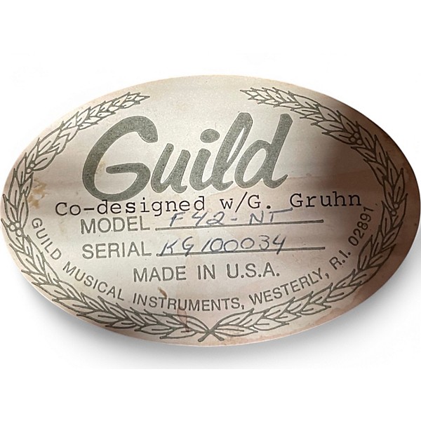 Vintage 1984 Guild F-42 George Gruhn Designed Natural Acoustic Guitar