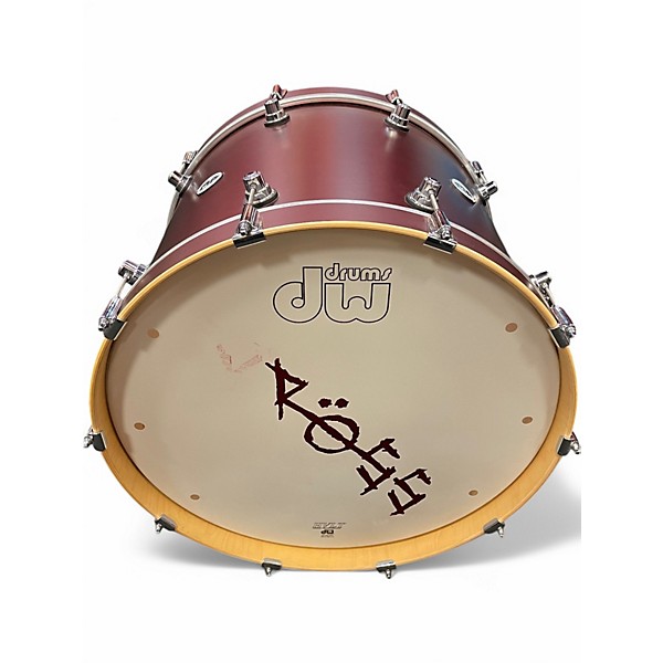Used DW 3 Piece Design Series Crimson Satin Metallic Drum Kit