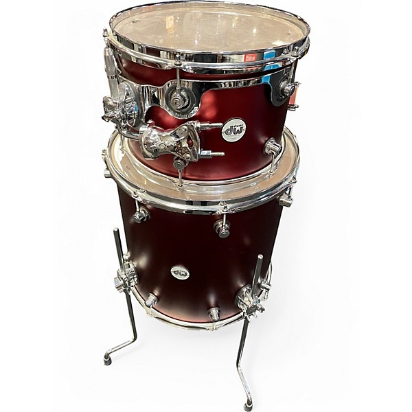 Used DW 3 Piece Design Series Crimson Satin Metallic Drum Kit