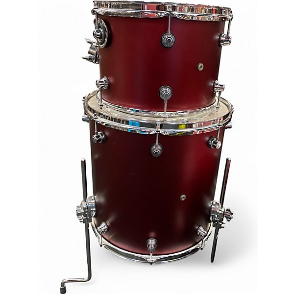 Used DW 3 Piece Design Series Crimson Satin Metallic Drum Kit