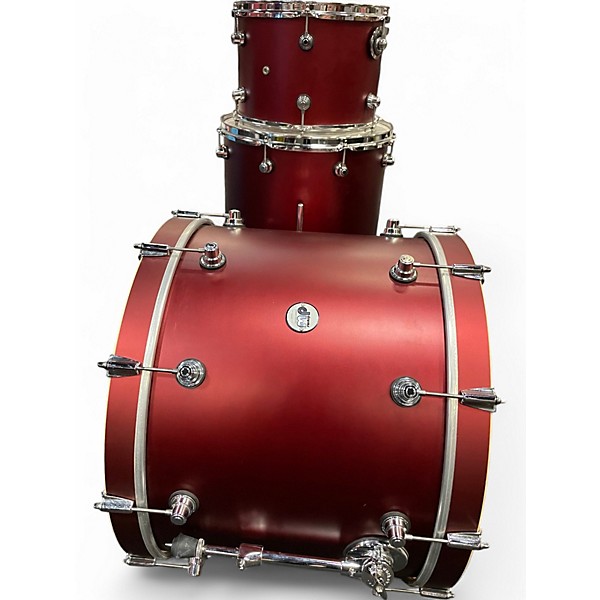 Used DW 3 Piece Design Series Crimson Satin Metallic Drum Kit