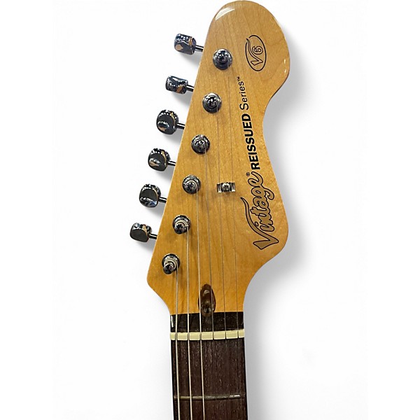 Used 2017 Vintage V6 Reissued Strat Black Solid Body Electric Guitar
