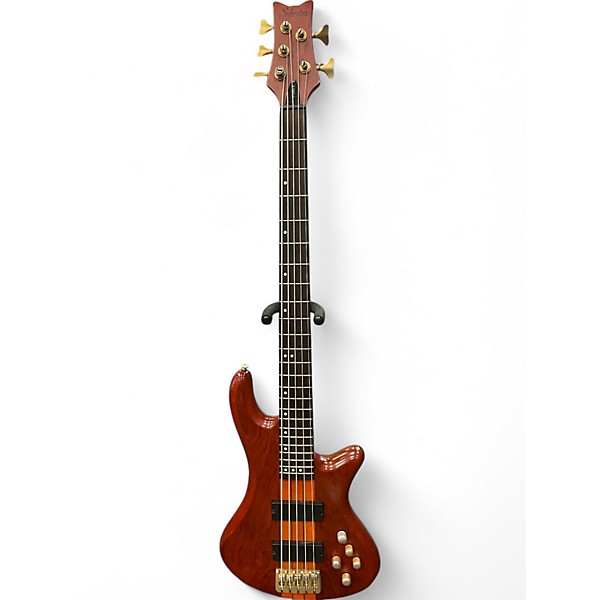 Used Schecter Guitar Research Stiletto Studio 5 String Honey Satin Electric Bass Guitar