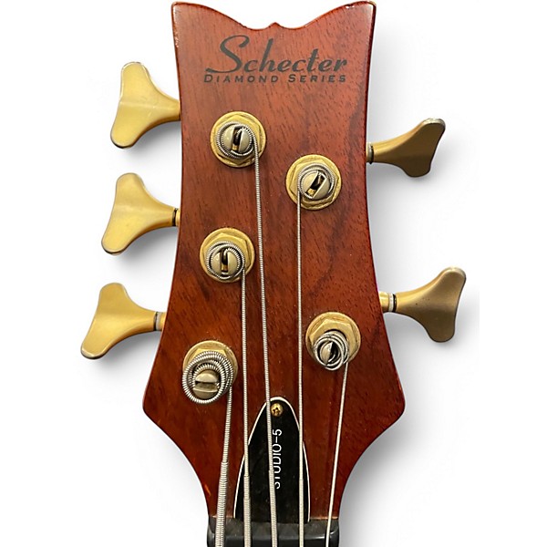Used Schecter Guitar Research Stiletto Studio 5 String Honey Satin Electric Bass Guitar