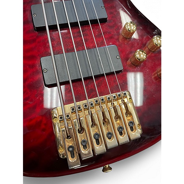 Used Aio WOLF KTB-6 Red Electric Bass Guitar