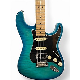 Used Fender American Elite Stratocaster HSS QMT Blue Solid Body Electric Guitar