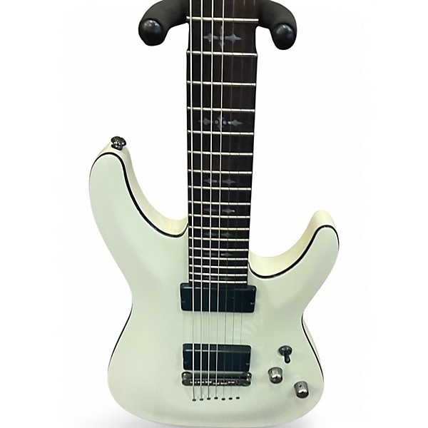 Used Schecter Guitar Research Diamond Series Demon 7 White Solid Body Electric Guitar