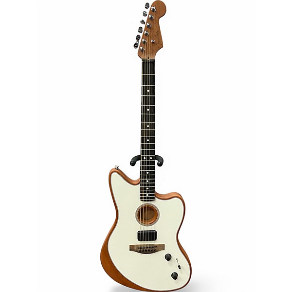 Used Fender American Acoustasonic Jazzmaster White  Acoustic Electric Guitar