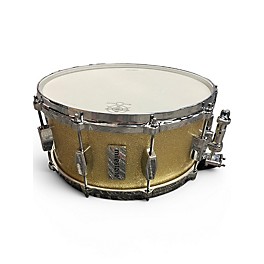 Used Milestone By Ron Dunnett 6.5X14 Fiberglass Snare Gold Sparkle Drum
