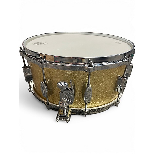 Used Milestone By Ron Dunnett 6.5X14 Fiberglass Snare Gold Sparkle Drum