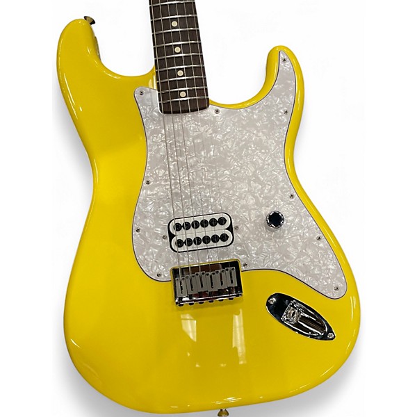 Used Fender Tom Delonge Signature Stratocaster Graffiti Yellow Solid Body Electric Guitar