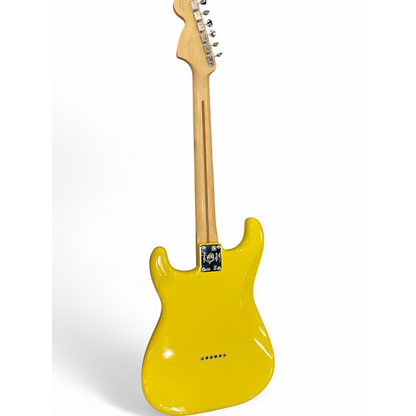 Used Fender Tom Delonge Signature Stratocaster Graffiti Yellow Solid Body Electric Guitar