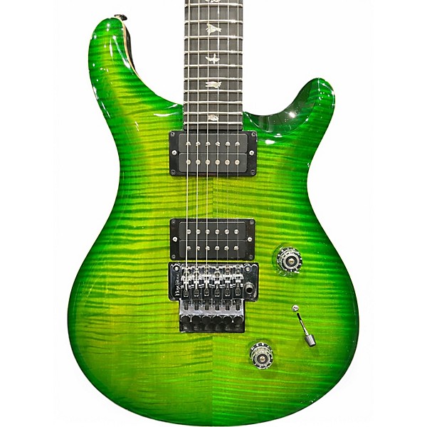 Used PRS Custom 24 10 Top Floyd Emerald Green Solid Body Electric Guitar