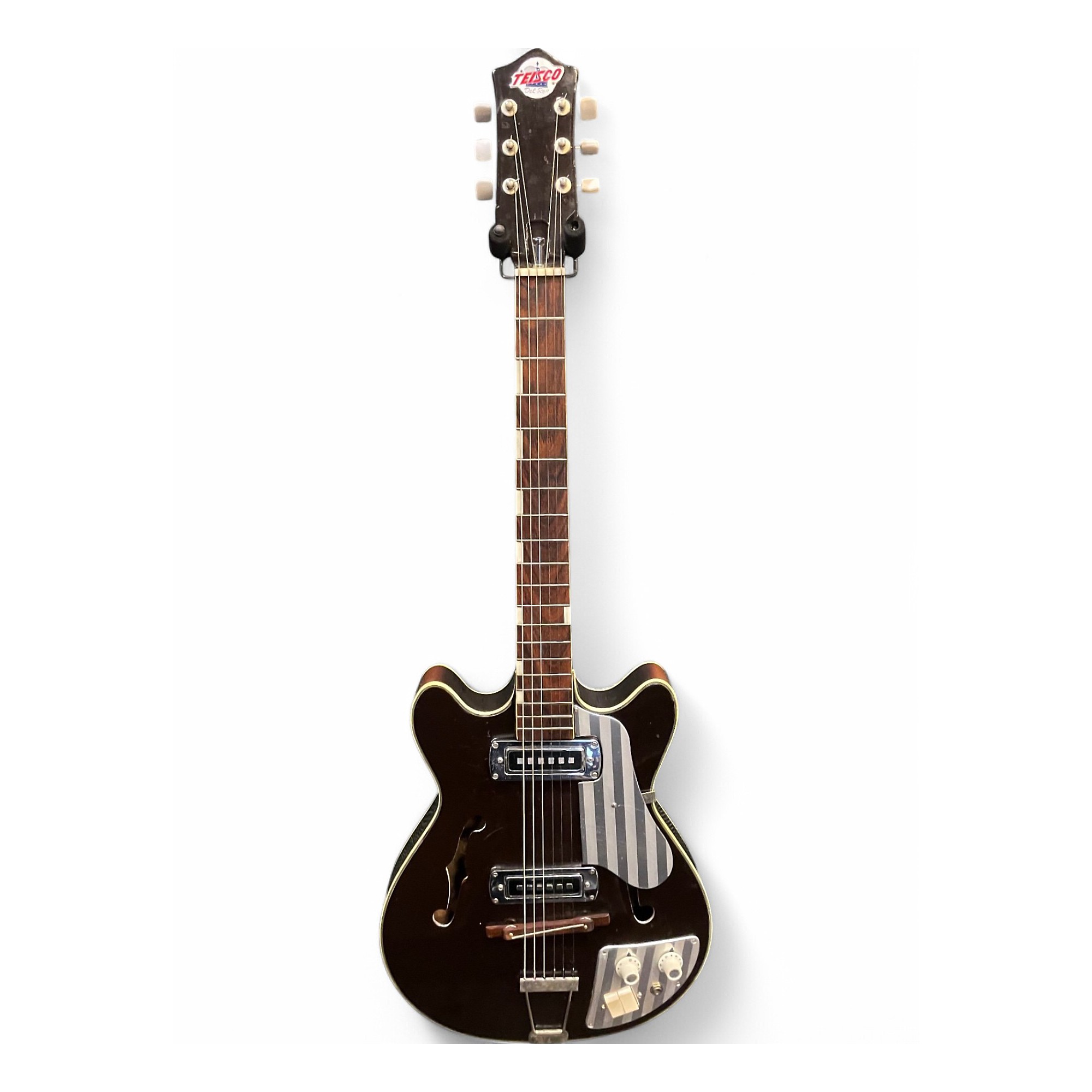Vintage 1960s Teisco EP9 Brown Hollow Body Electric Guitar Brown