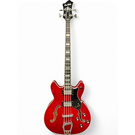 Used Hagstrom Viking Electric Short-Scale Transparent Cherry Electric Bass Guitar