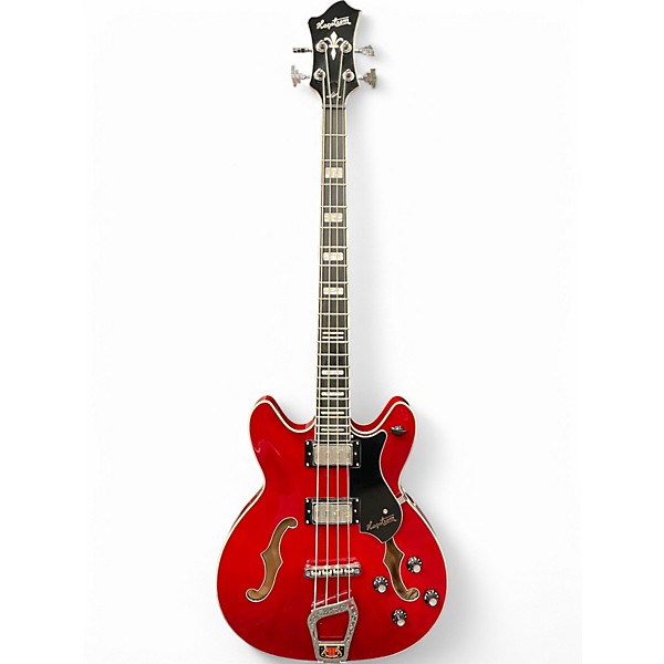 Used Hagstrom Viking Electric Short-Scale Transparent Cherry Electric Bass Guitar