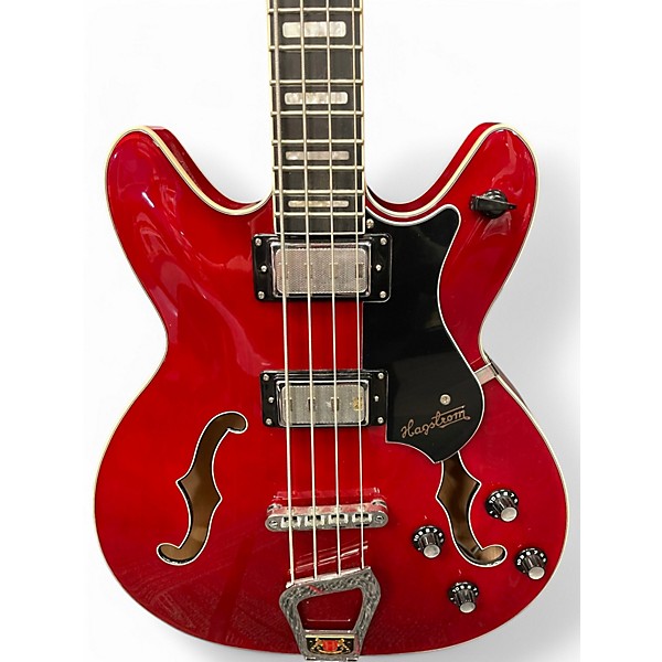 Used Hagstrom Viking Electric Short-Scale Transparent Cherry Electric Bass Guitar