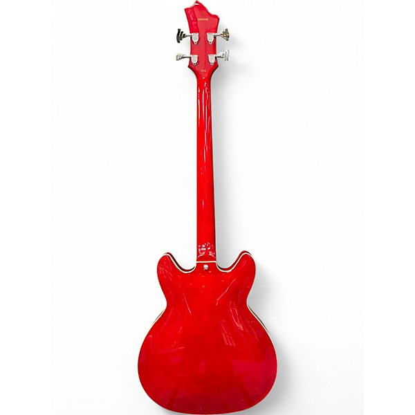 Used Hagstrom Viking Electric Short-Scale Transparent Cherry Electric Bass Guitar