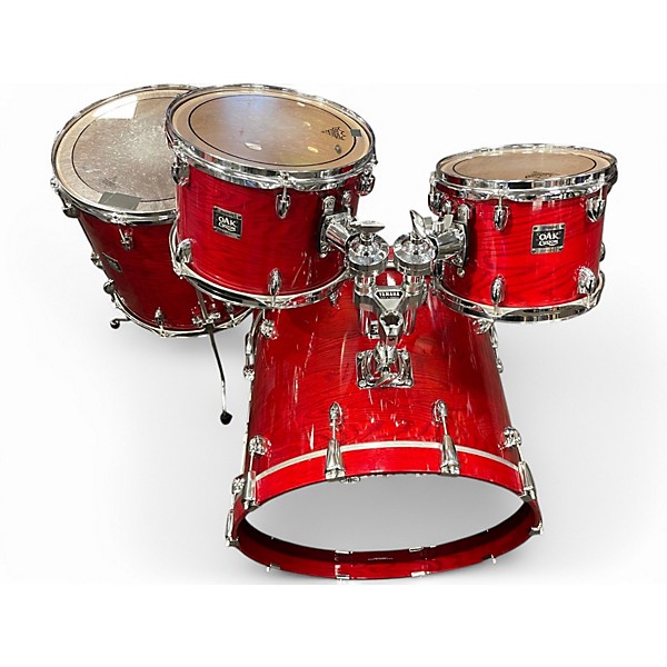 Used Yamaha 4 Piece Oak Custom Red Gloss Drum Kit