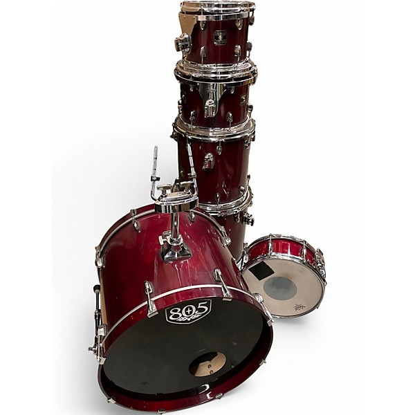 Used Gretsch Drums 6 Piece Catalina Maple Crimson Red Trans Drum Kit