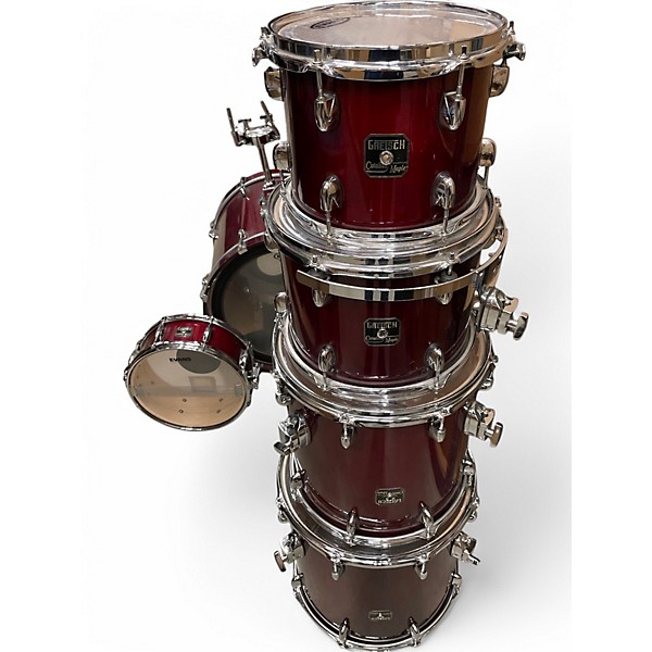 Used Gretsch Drums 6 Piece Catalina Maple Crimson Red Trans Drum Kit
