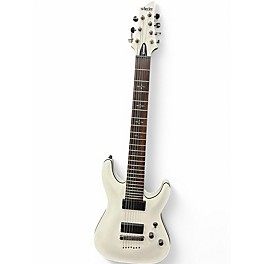 Used Schecter Guitar Research Demon 7 String White Solid Body Electric Guitar