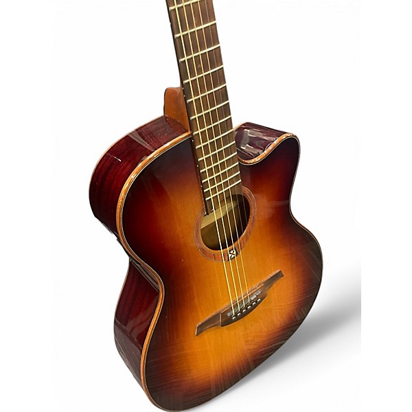 Used Lag Guitars TRAMONTANE T100 ACE Brown Sunburst Acoustic Electric Guitar