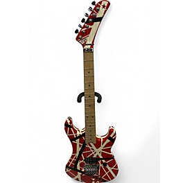 Used 2023 EVH Striped Series 5150 Red with Black and White Stripes Solid Body Electric Guitar