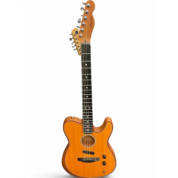 Used Fender American Acoustasonic Telecaster Natural Acoustic Electric Guitar