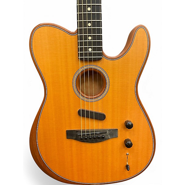 Used Fender American Acoustasonic Telecaster Natural Acoustic Electric Guitar