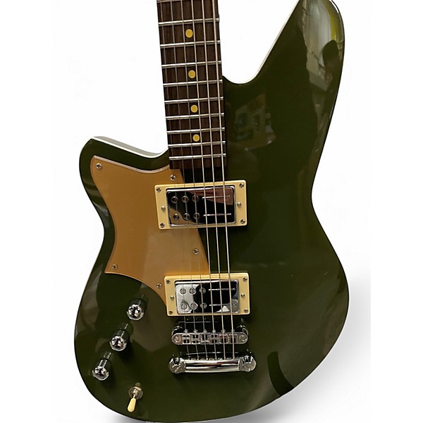 Used Reverend NAMM 2025 Left Handed Descent RA Army Green Solid Body Electric Guitar