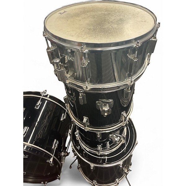 Used Pearl 5 Piece FORUM SERIES DRUM KIT Black and Silver Drum Kit