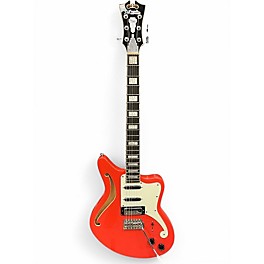 Used D'Angelico Premier Series SH Orange Hollow Body Electric Guitar