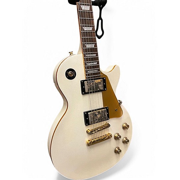 Used 2000s Epiphone Les Paul Standard White Sparkle Solid Body Electric Guitar