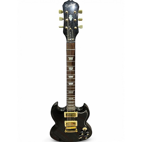 Used 2002 Epiphone G400 Deluxe Black Solid Body Electric Guitar