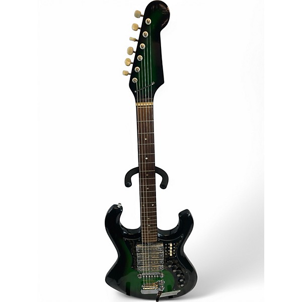 Vintage 1960s Kimberly Bison 4 Pickup Model Green Burst Solid Body Electric Guitar
