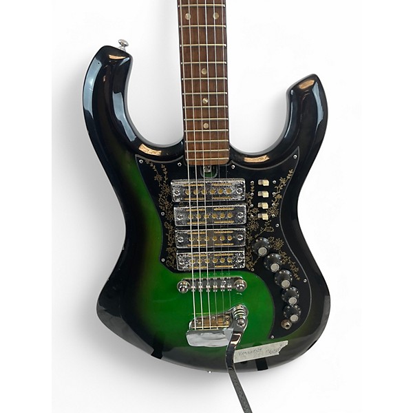 Vintage 1960s Kimberly Bison 4 Pickup Model Green Burst Solid Body Electric Guitar