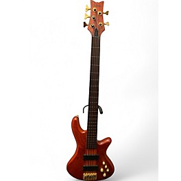 Used Schecter Guitar Research Stiletto Studio 5 String Fretless Orange Electric Bass Guitar