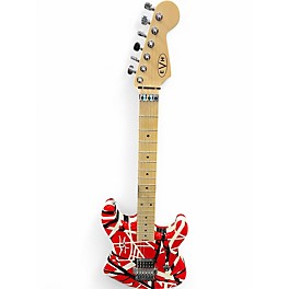 Used EVH Striped Series  Red with Black and White Stripes Solid Body Electric Guitar