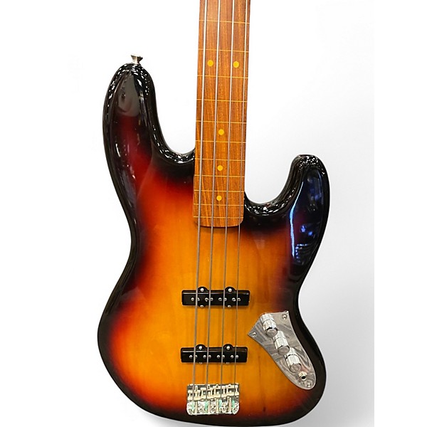 Used Fender Jaco Pastorius Signature Fretless Jazz Bass 3 Tone Sunburst Electric Bass Guitar