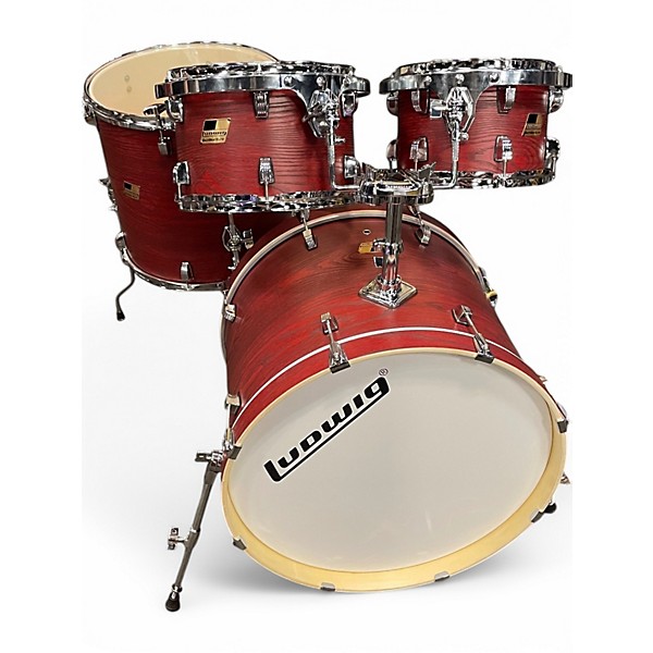 Used Ludwig 5 Piece BACKBEAT ELITE RUBY GRAIN Drum Kit