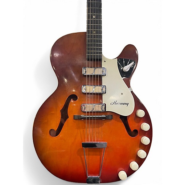 Vintage 1960s Harmony H-59 Rocket sunburst Hollow Body Electric Guitar