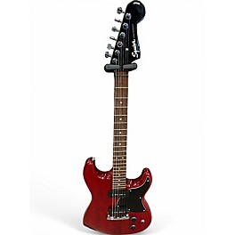 Used Squier Paranormal Strat-O-Sonic Crimson Red Trans Solid Body Electric Guitar