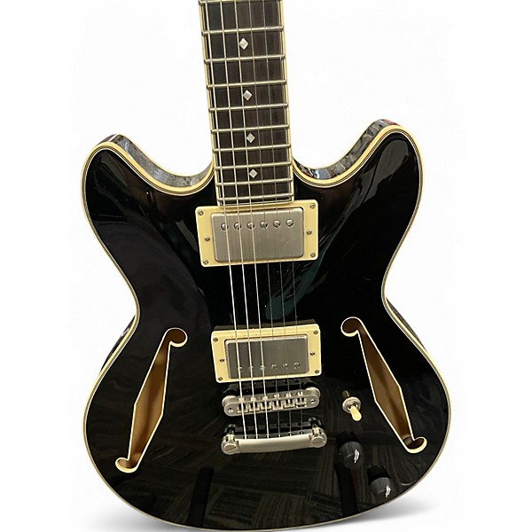 Used D'Angelico Excel Mini DC Tour Black Hollow Body Electric Guitar