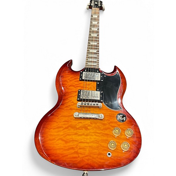 Used Epiphone G400 Deluxe Quilted Top Rootbeer Solid Body Electric Guitar