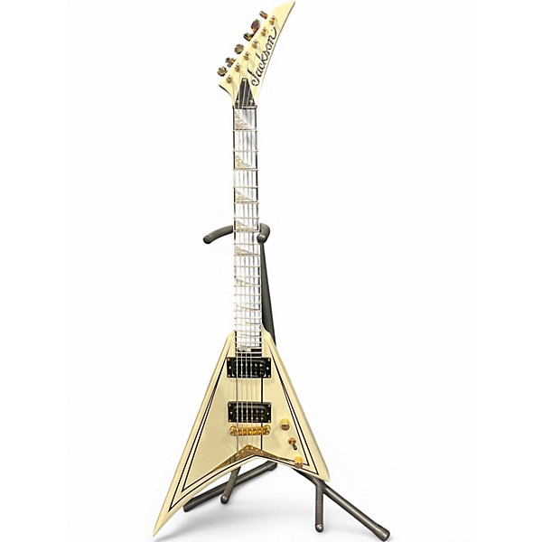 Used Jackson RRT PRO RANDY RHODES  WHITE WITH BLACK PINSTRIPS Solid Body Electric Guitar