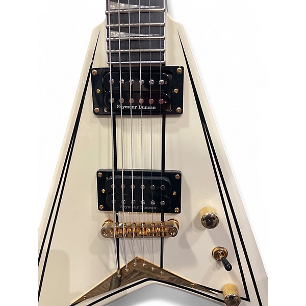 Used Jackson RRT PRO RANDY RHODES  WHITE WITH BLACK PINSTRIPS Solid Body Electric Guitar
