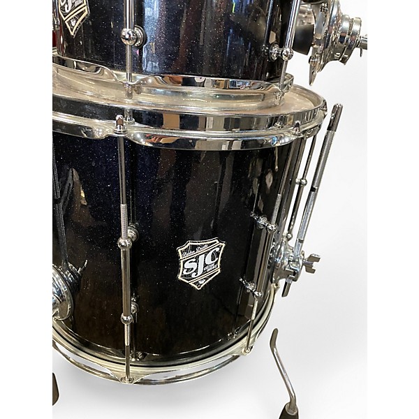 Used SJC 3 Piece busker deville black sparkle Drum Kit