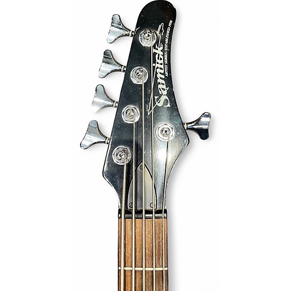 Used Samick 5 STRING BASS Chrome Red Metallic Electric Bass Guitar